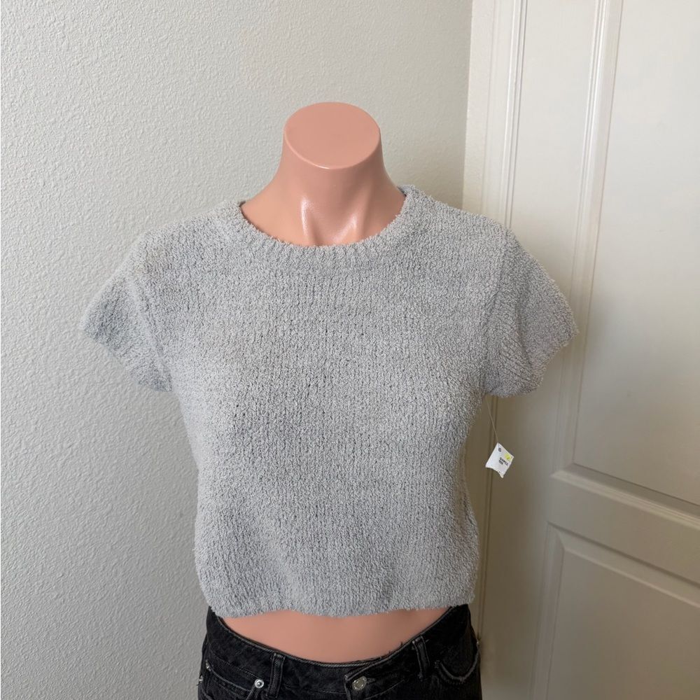 Missguided Plush Knit Gray Top Sz S